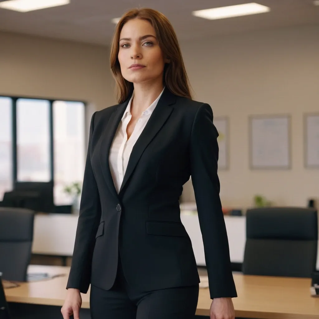 detailed photo of womens black suit