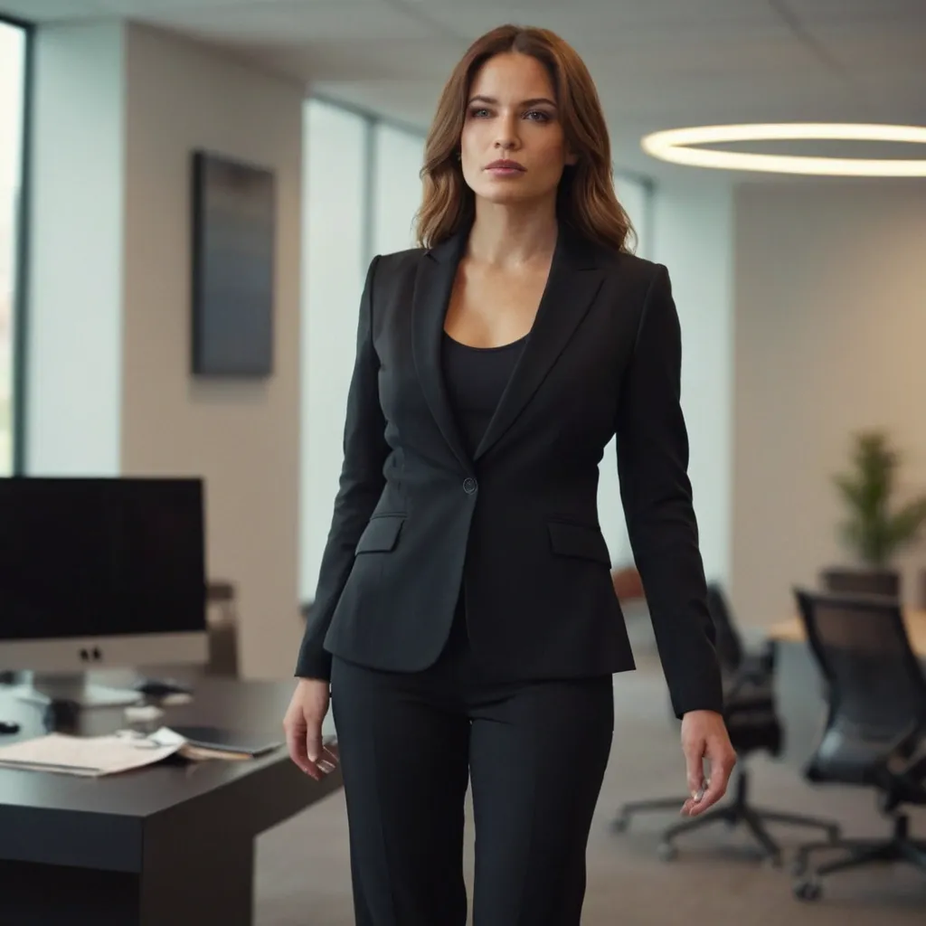 detailed photo of womens black suit