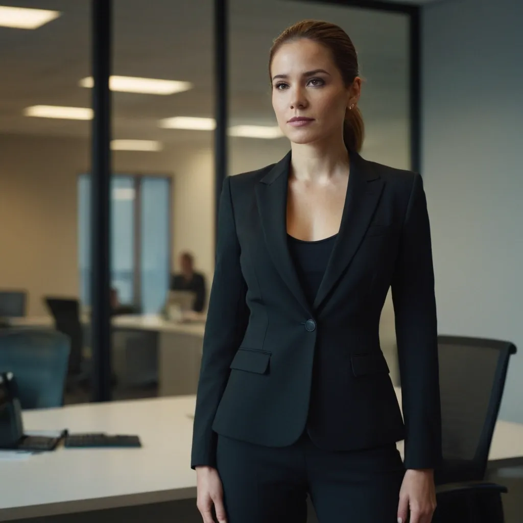 detailed photo of womens black suit