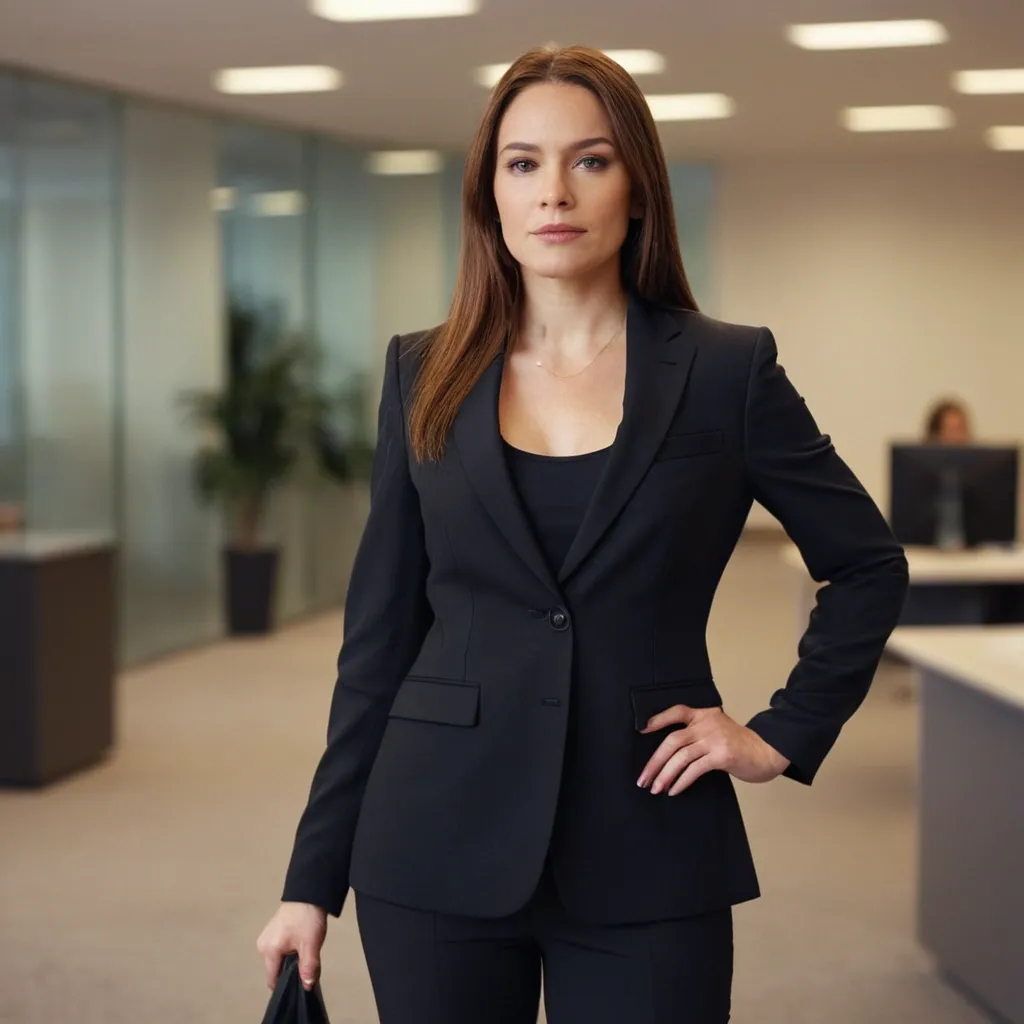detailed photo of womens black suit
