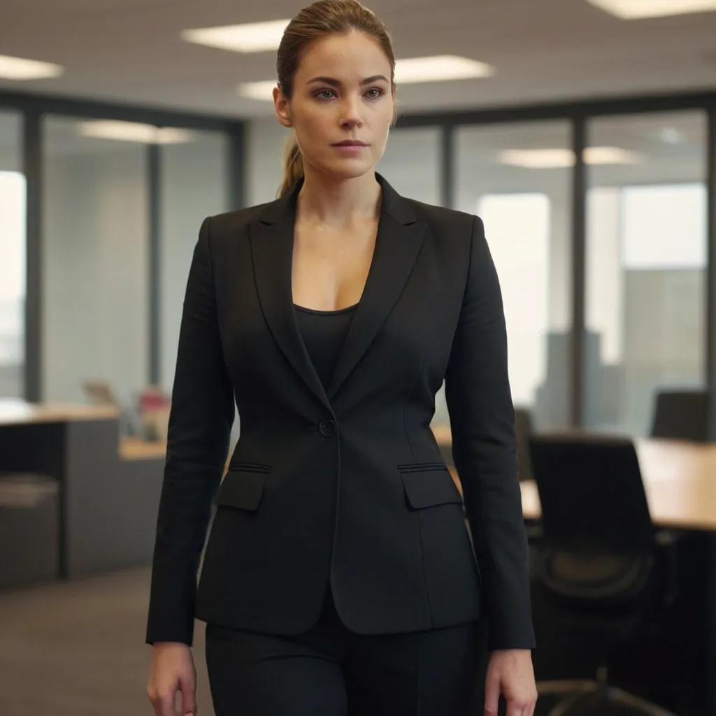 detailed photo of womens black suit