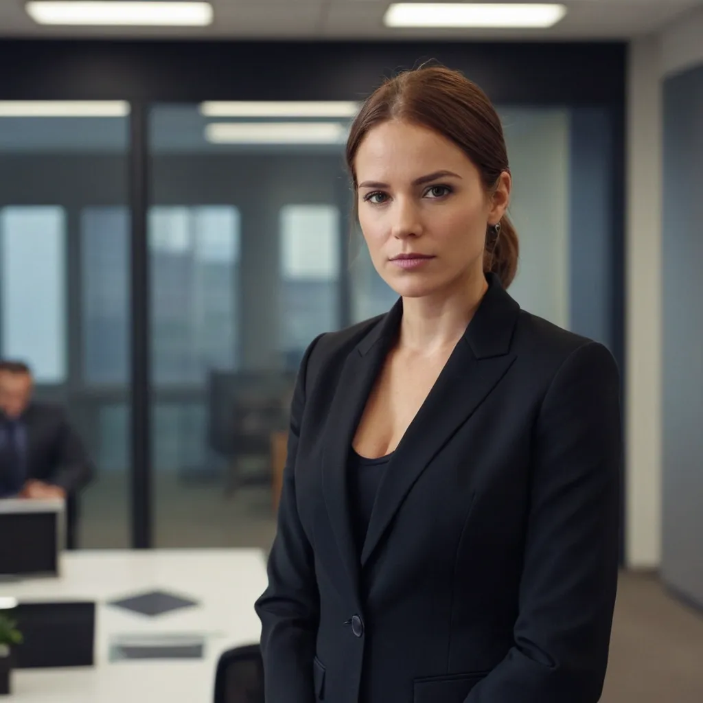 detailed photo of womens black suit