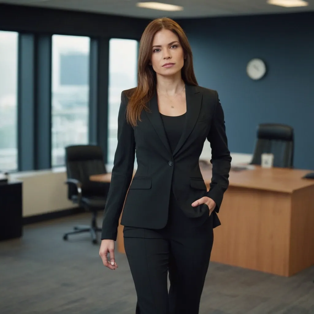 detailed photo of womens black suit