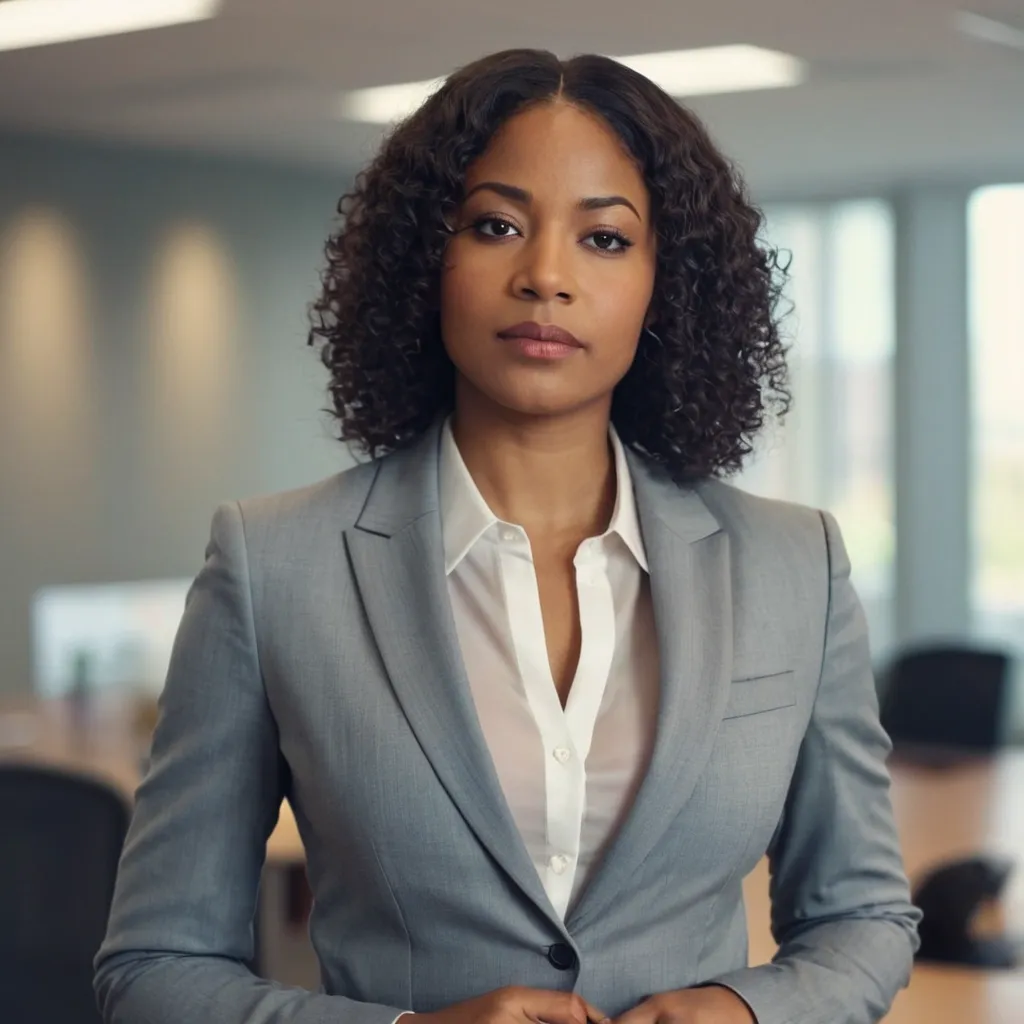 detailed photo of womens gray suit