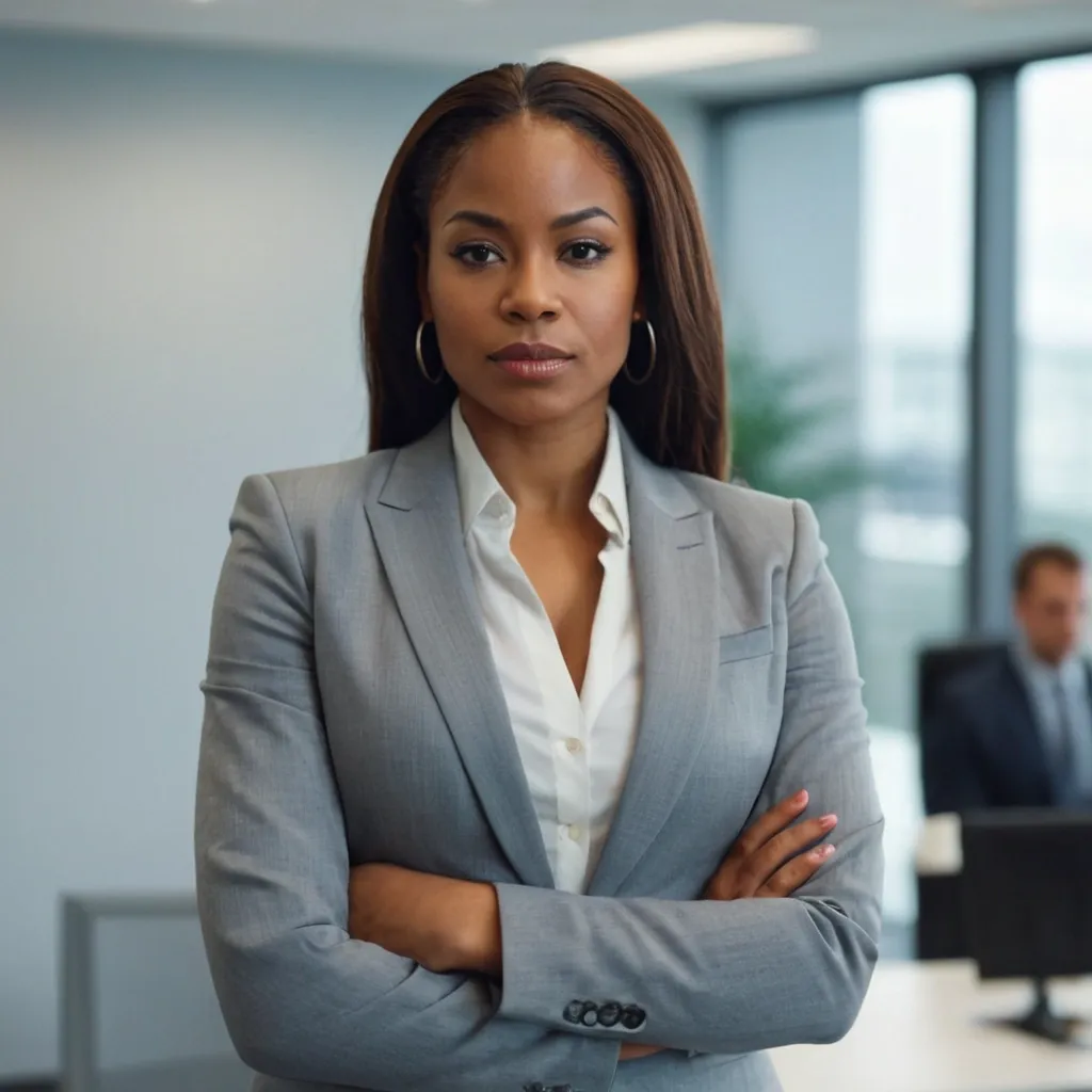 detailed photo of womens gray suit