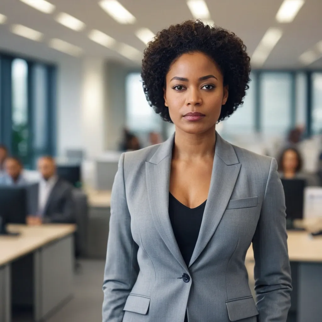detailed photo of womens gray suit
