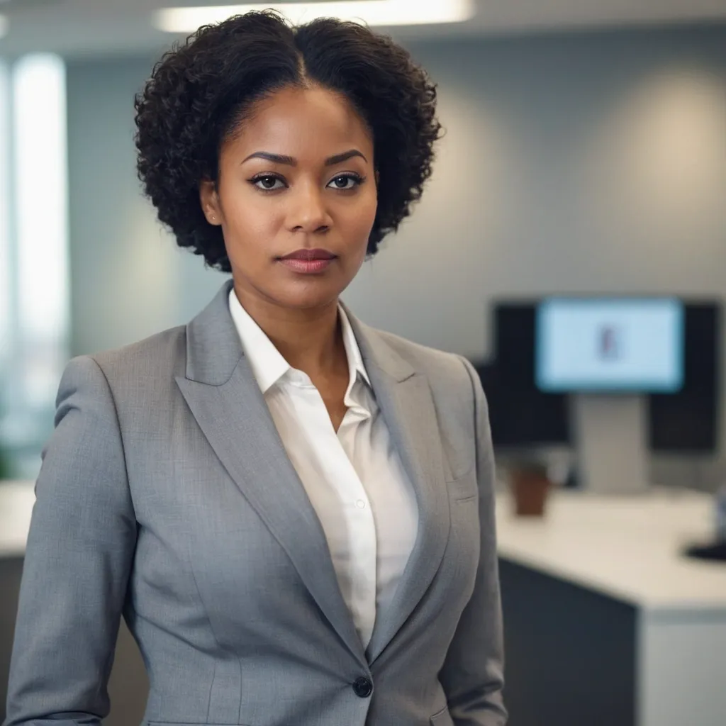 detailed photo of womens gray suit