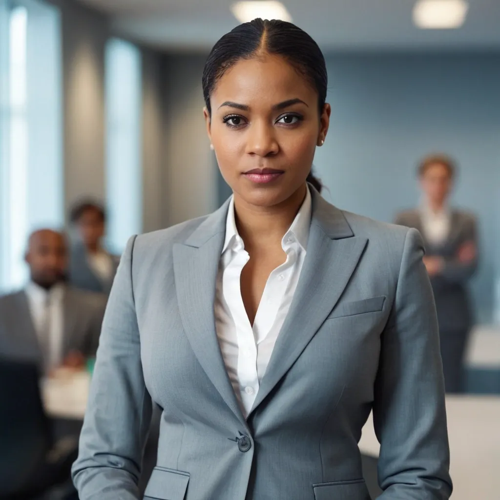 detailed photo of womens gray suit