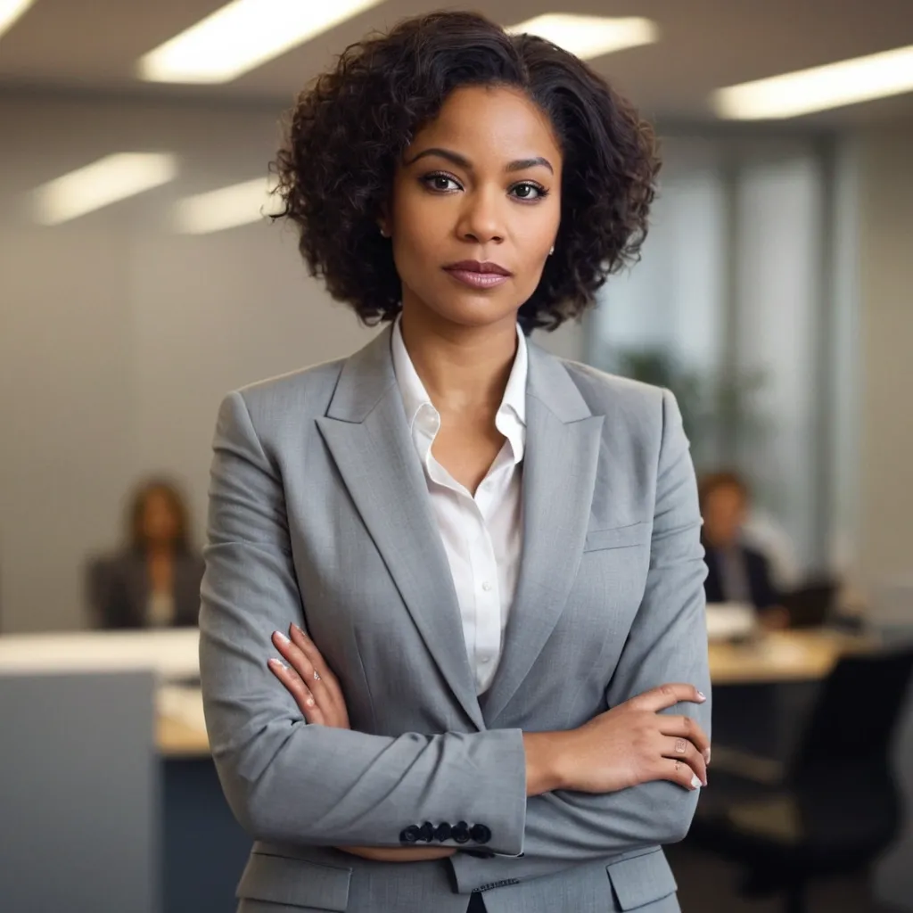 detailed photo of womens gray suit