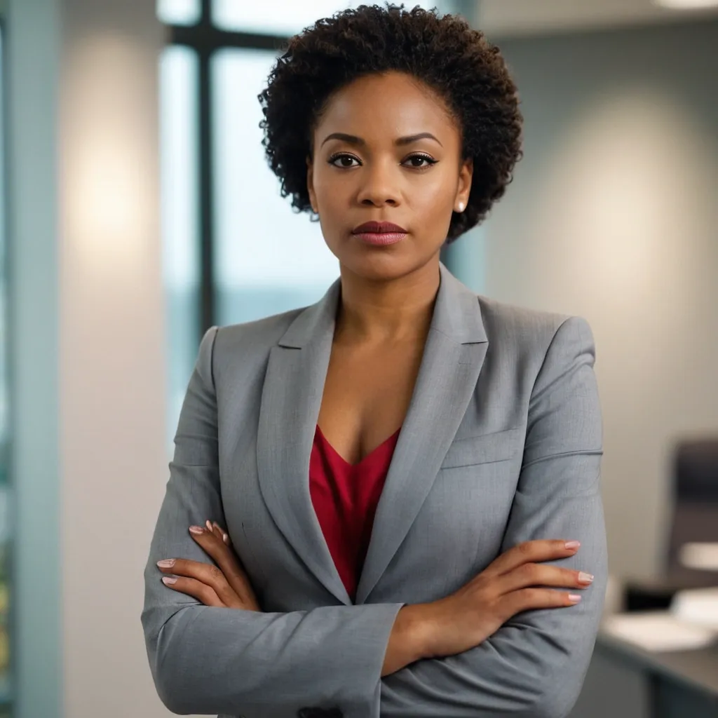 detailed photo of womens gray suit