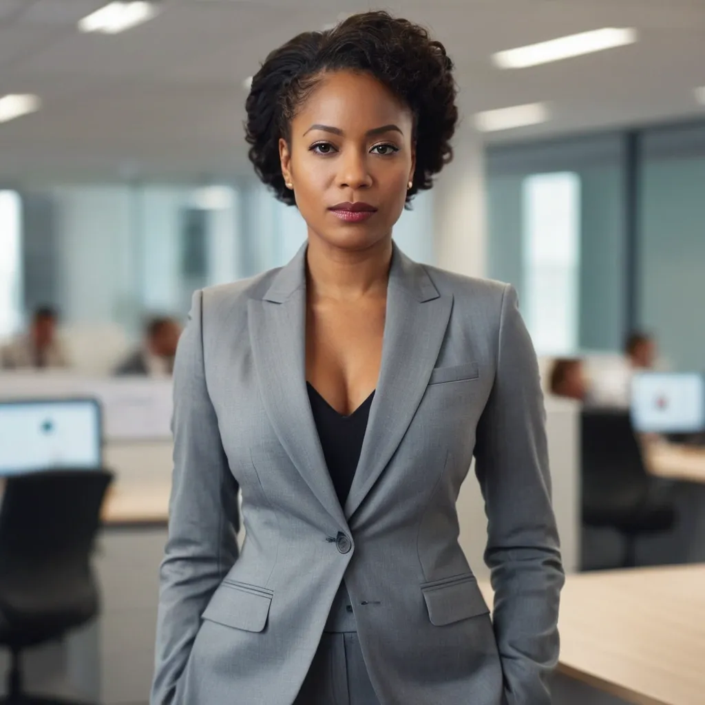 detailed photo of womens gray suit