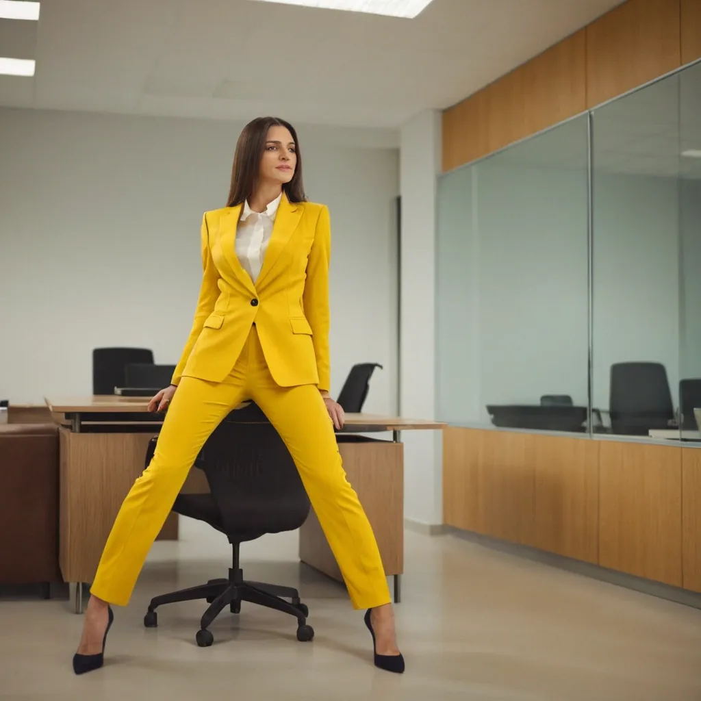 detailed photo of womens yellow suit