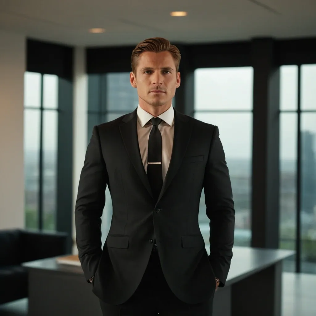 detailed photo of mens black suit