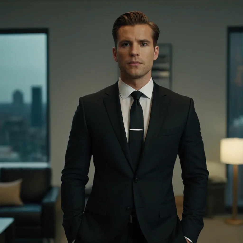 detailed photo of mens black suit