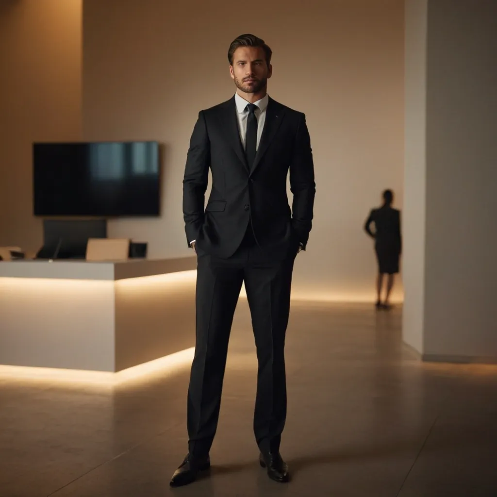 detailed photo of mens black suit