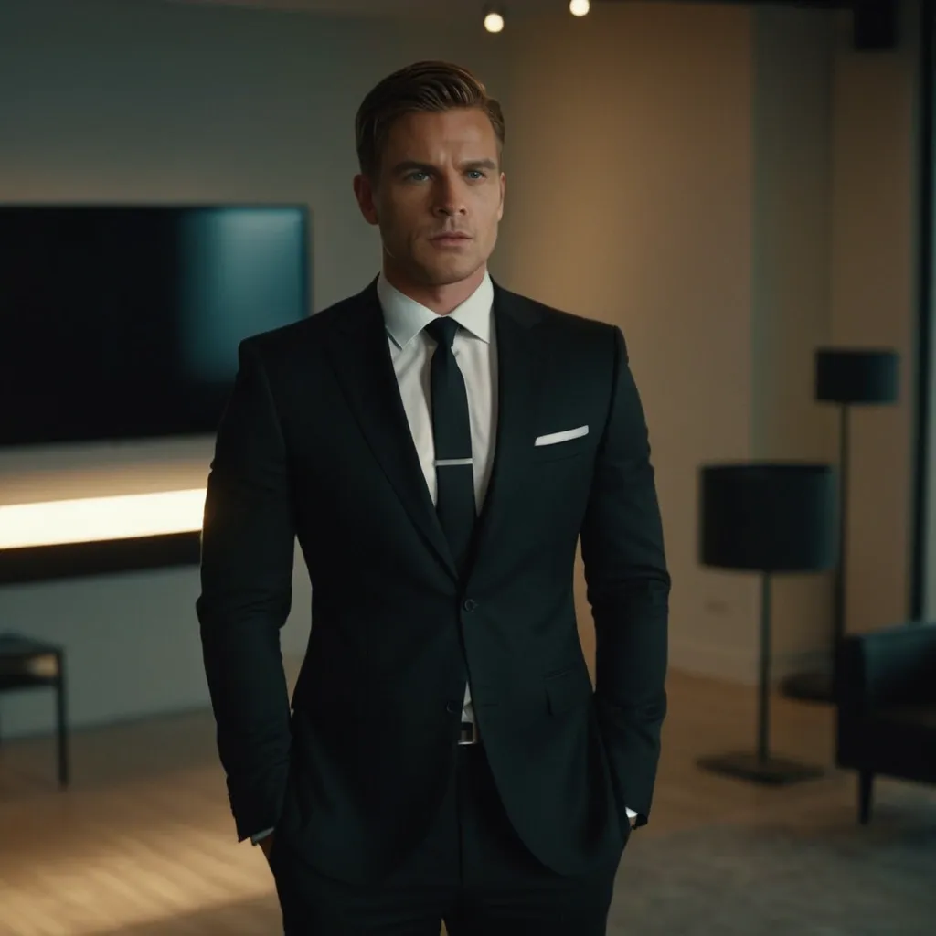 detailed photo of mens black suit