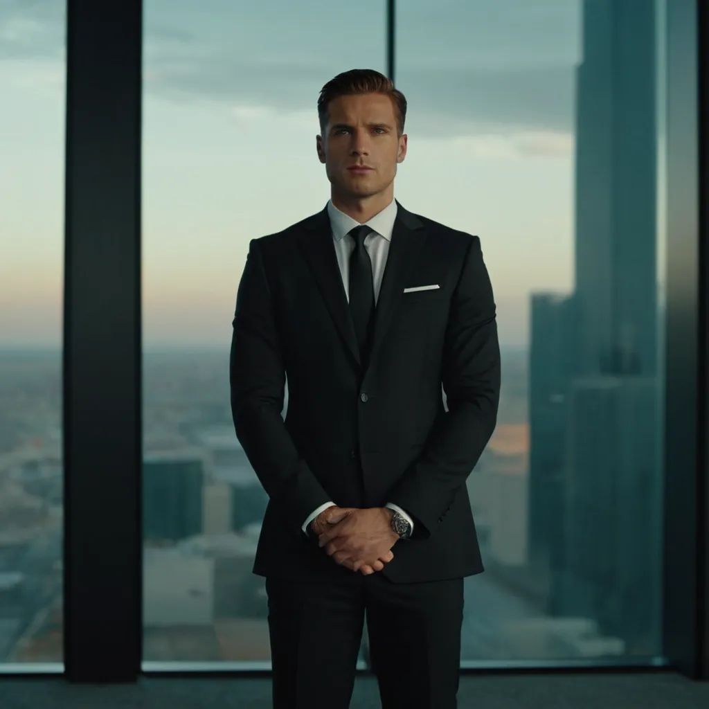 detailed photo of mens black suit