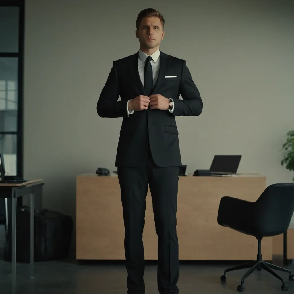 detailed photo of mens black suit