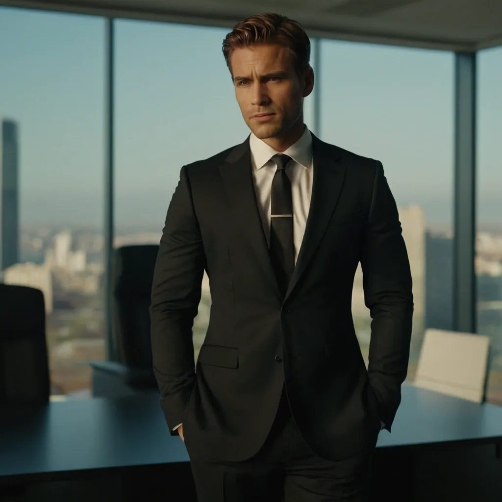 detailed photo of mens black suit