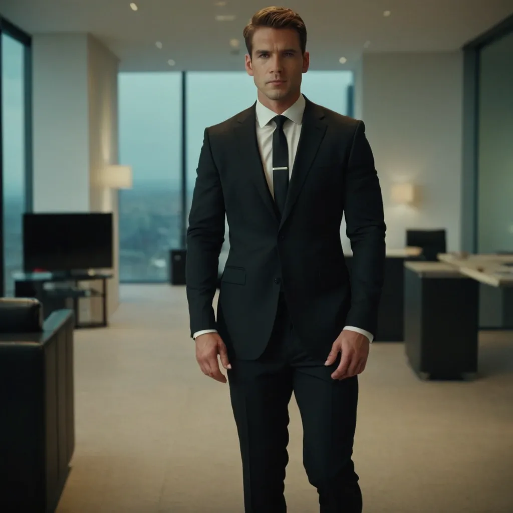 detailed photo of mens black suit