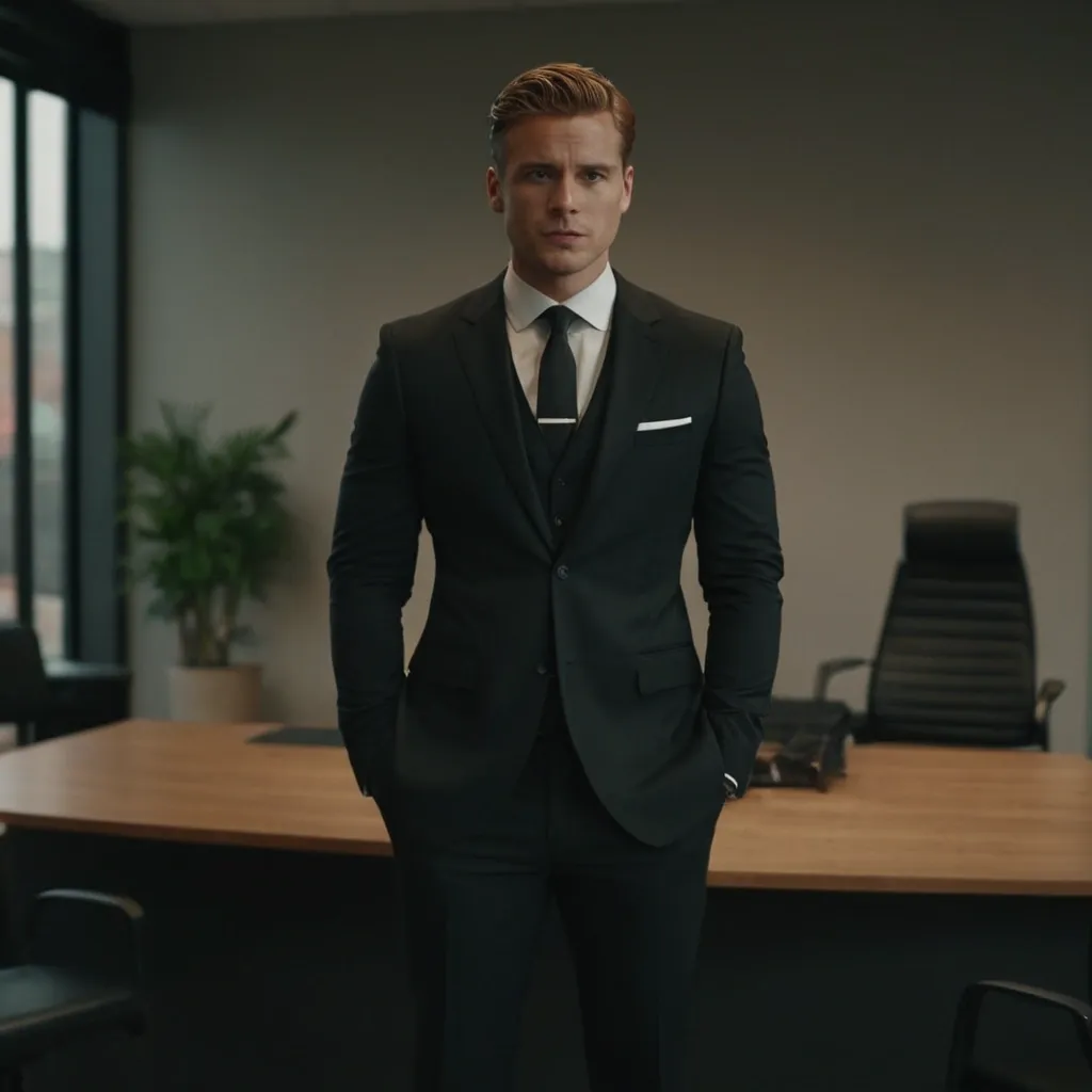 detailed photo of mens black suit