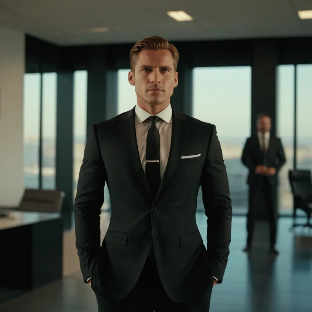 detailed photo of mens black suit