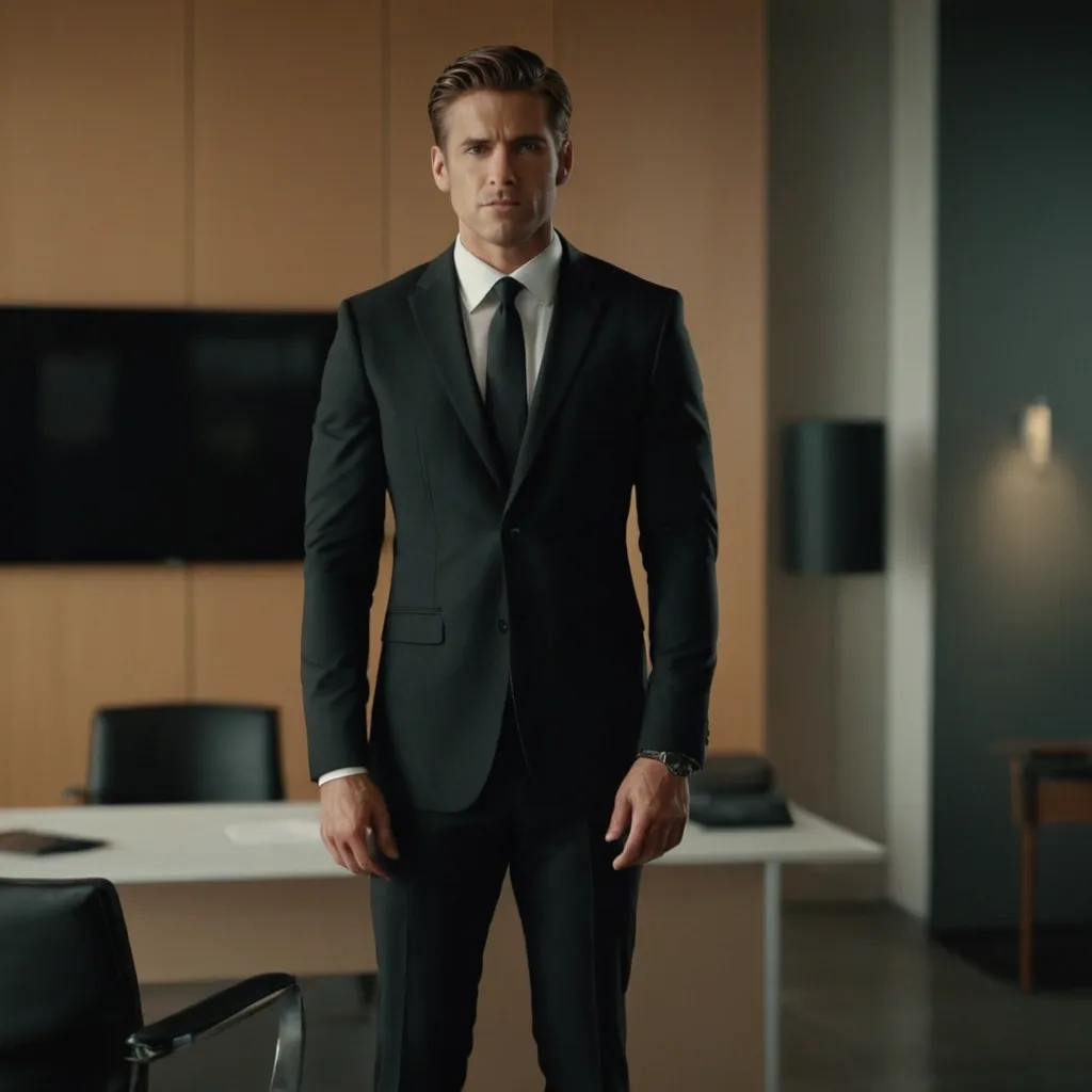 detailed photo of mens black suit