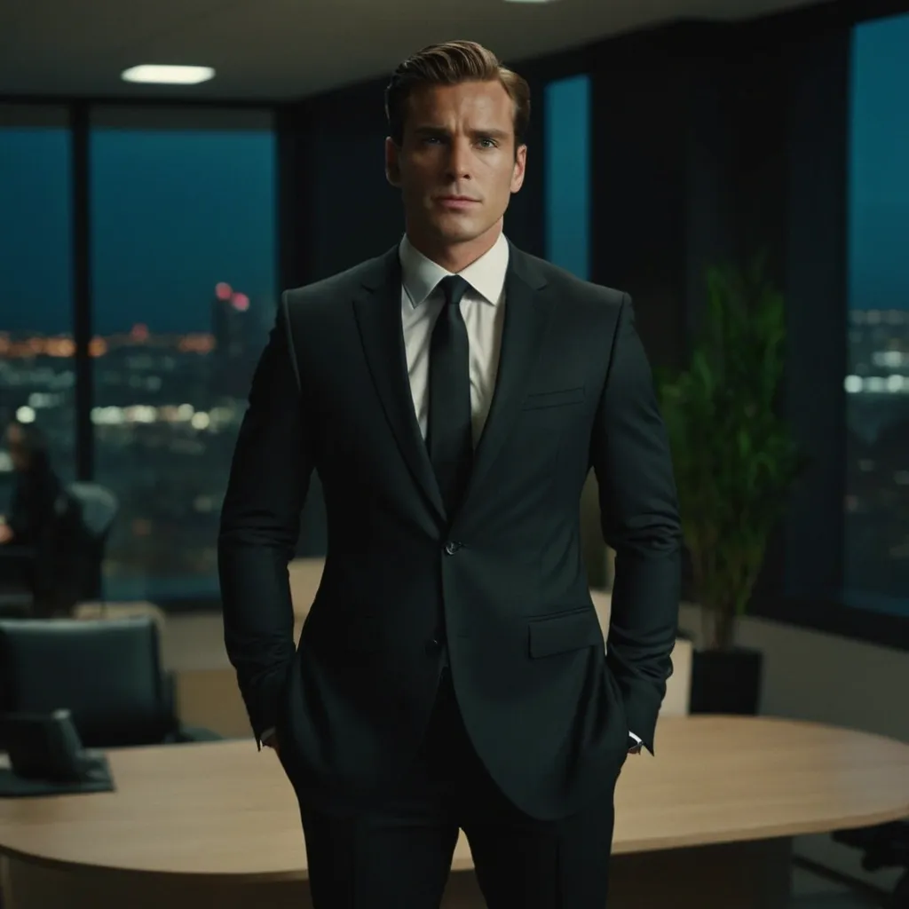 detailed photo of mens black suit