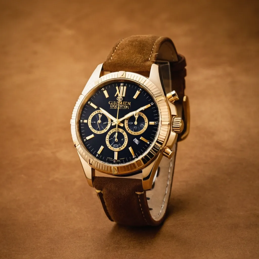 detailed photo of golden wrist watch