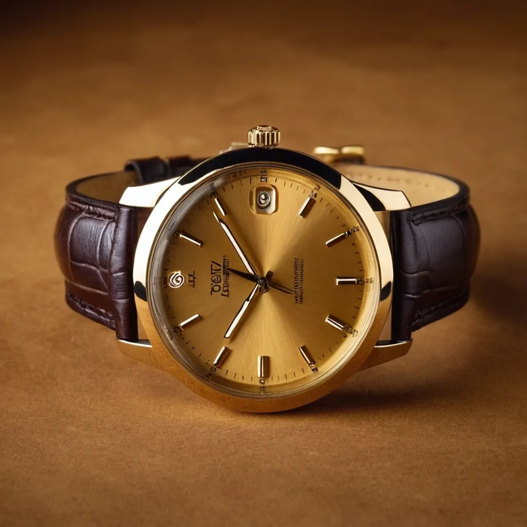 detailed photo of golden wrist watch