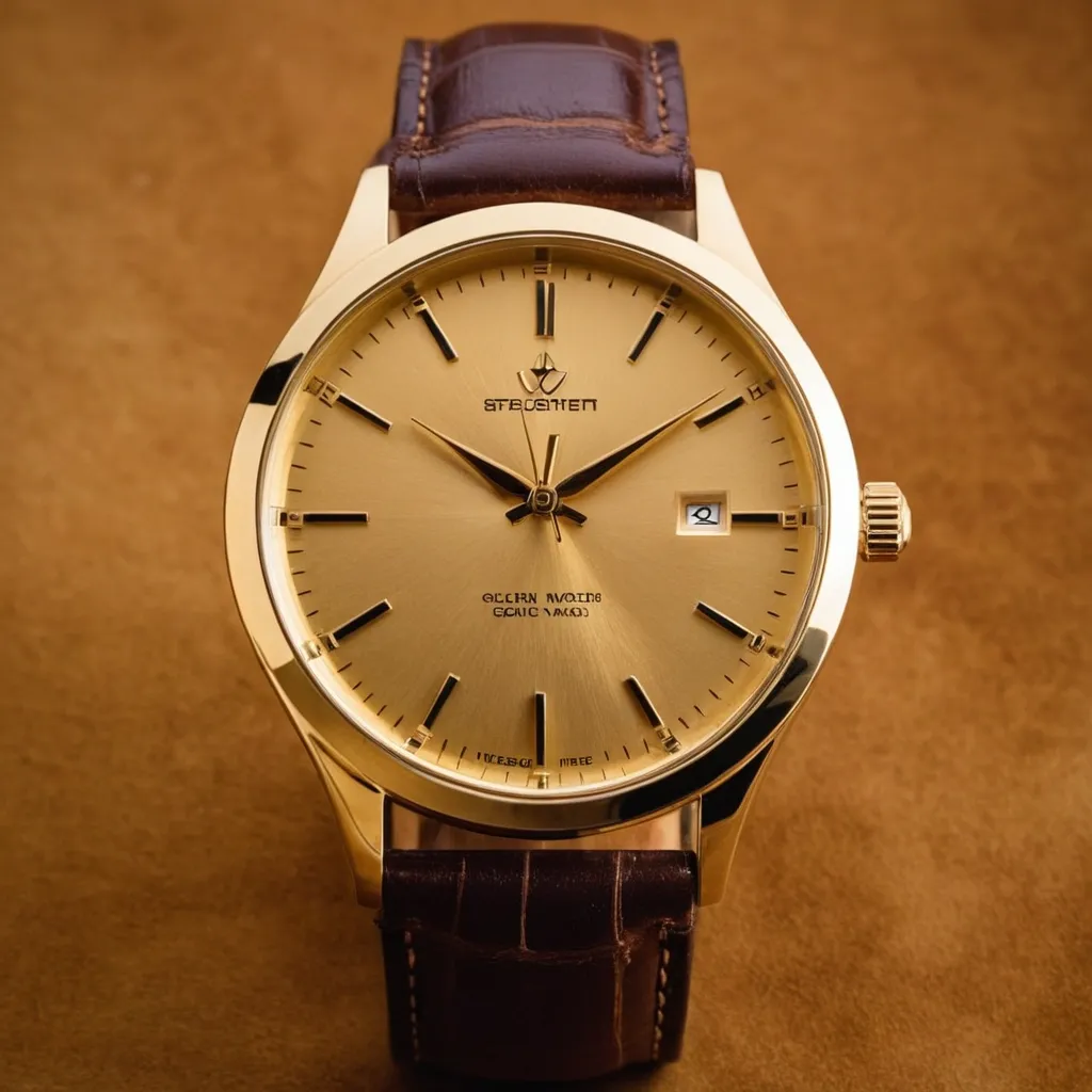 detailed photo of golden wrist watch