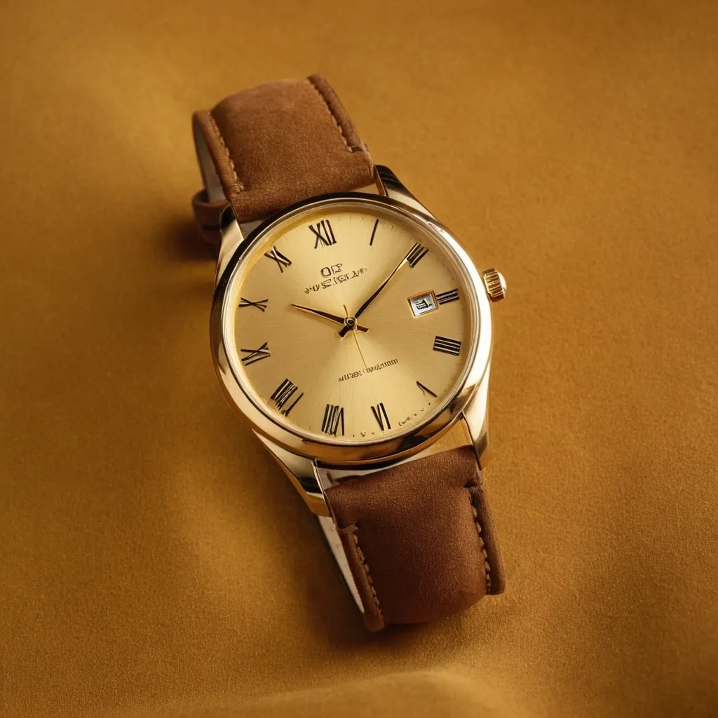 detailed photo of golden wrist watch