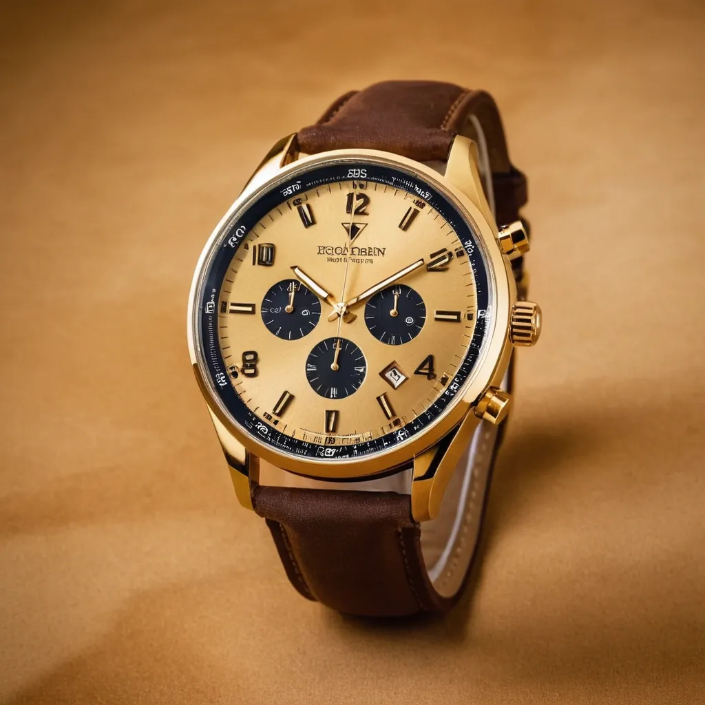 detailed photo of golden wrist watch