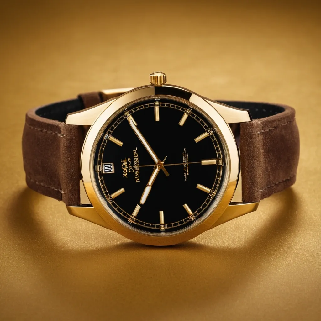 detailed photo of golden wrist watch