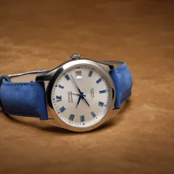 photo of #2 silver blue belt watch