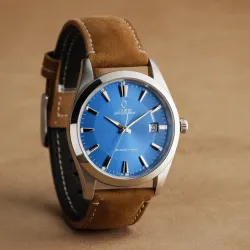 photo of #2 silver blue belt watch