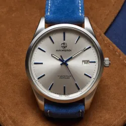 photo of #2 silver blue belt watch