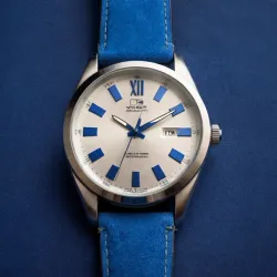 photo of #2 silver blue belt watch