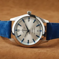 photo of #2 silver blue belt watch