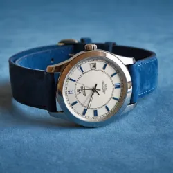 photo of #2 silver blue belt watch